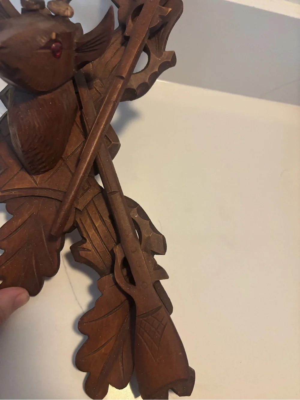 Vintage Carved Wood Deer Hunting Wall Plaque Rifle & Antlers Rustic Cabin Decor